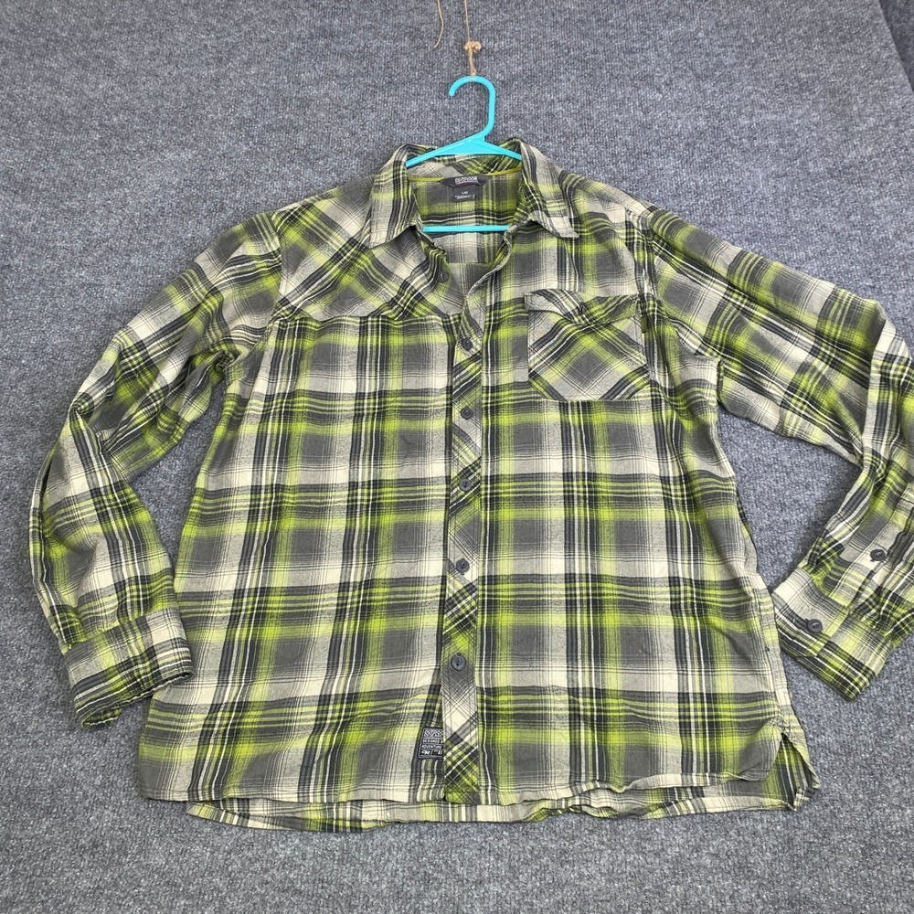 Outdoor Research Mens Tangent LS Shirt Green Plaid Wool Blend Flannel Large
